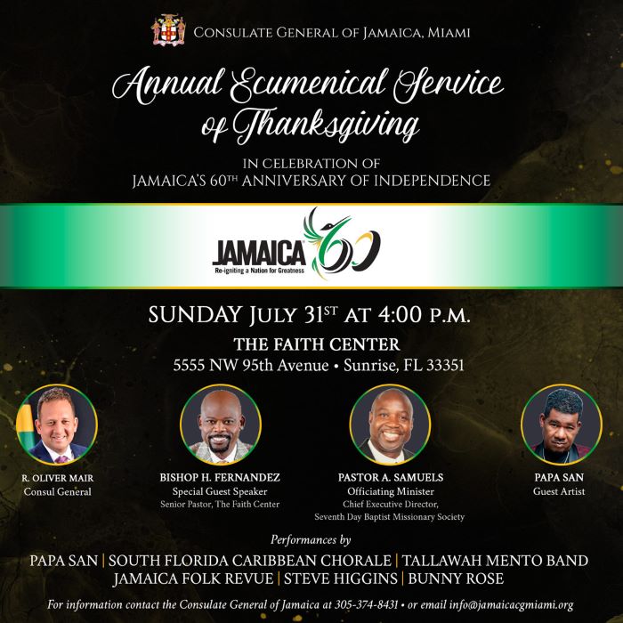 Annual Ecumenical Service of Thanksgiving – In Celebration of Jamaica’s 60th Anniversary of Independence