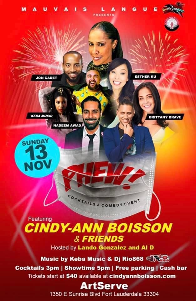 Phew! Cocktails & Comedy Event featuring Cindy-Ann Boisson