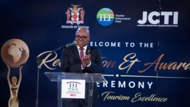 Tourism Minister, Hon. Edmund Bartlett addresses the audience at the inaugural Jamaica Centre for Tourism Innovation Recognition and Awards Ceremony