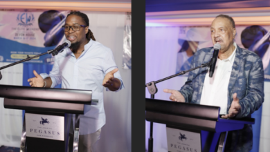 L_R Jerry McDonald, Promoter, Bleu & Bougie and Sephron Mair, Promoter, Soirée en Blanc speaking at the recent media launch of Elite Weekend at the Jamaica Pegasus